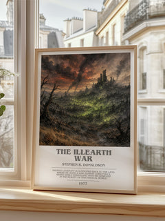The Illearth War bookish poster colour and style options – Stephen R. Donaldson book art