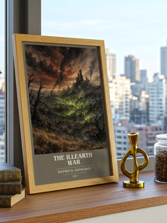 The Illearth War book cover print framed by window – literary home decor