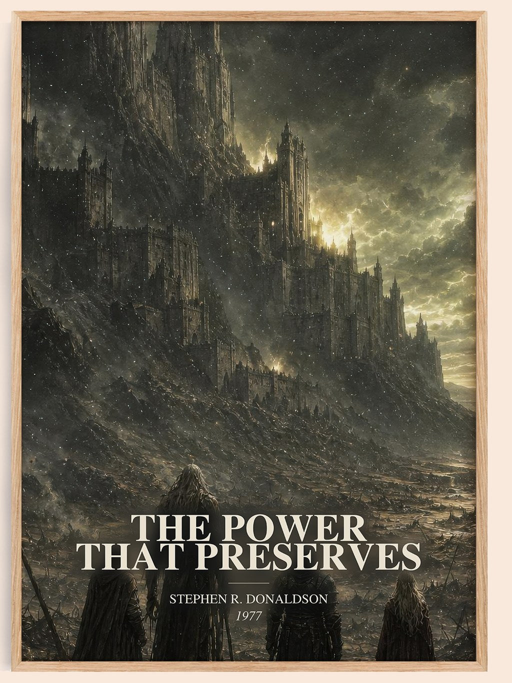 The Power That Preserves watercolour book poster by Stephen R. Donaldson – framed literary art print