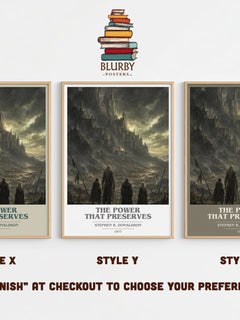 The Power That Preserves book cover print in frame leaning in hallway – fantasy wall art