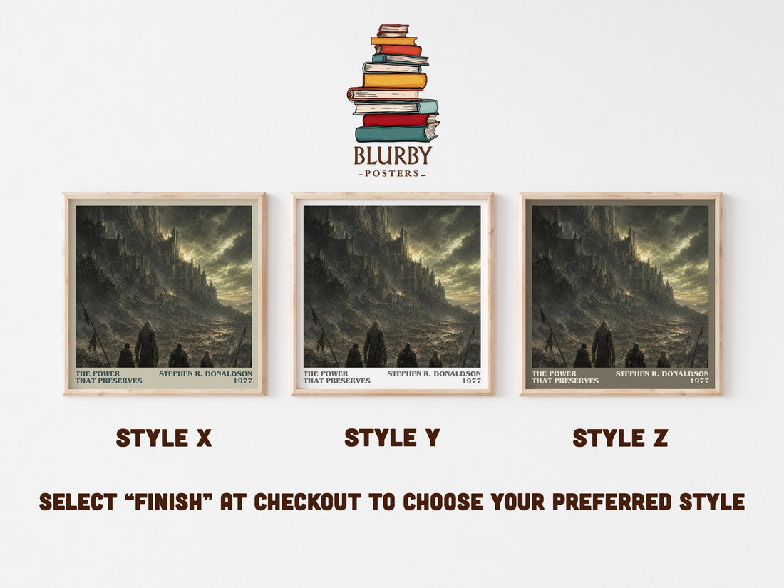 The Power That Preserves literary print in frame leaning in hallway – fantasy wall art (mockup)