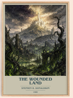 The Wounded Land book cover book poster by Stephen R. Donaldson – framed literary art print