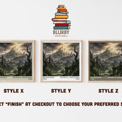 The Wounded Land literary print in frame leaning in hallway – fantasy wall art