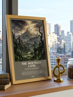 The Wounded Land bookish print framed by window – literary home decor