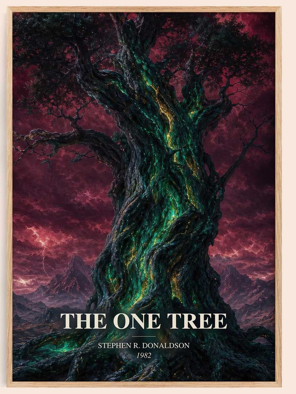 The One Tree watercolour book poster by Stephen R. Donaldson – framed literary art print
