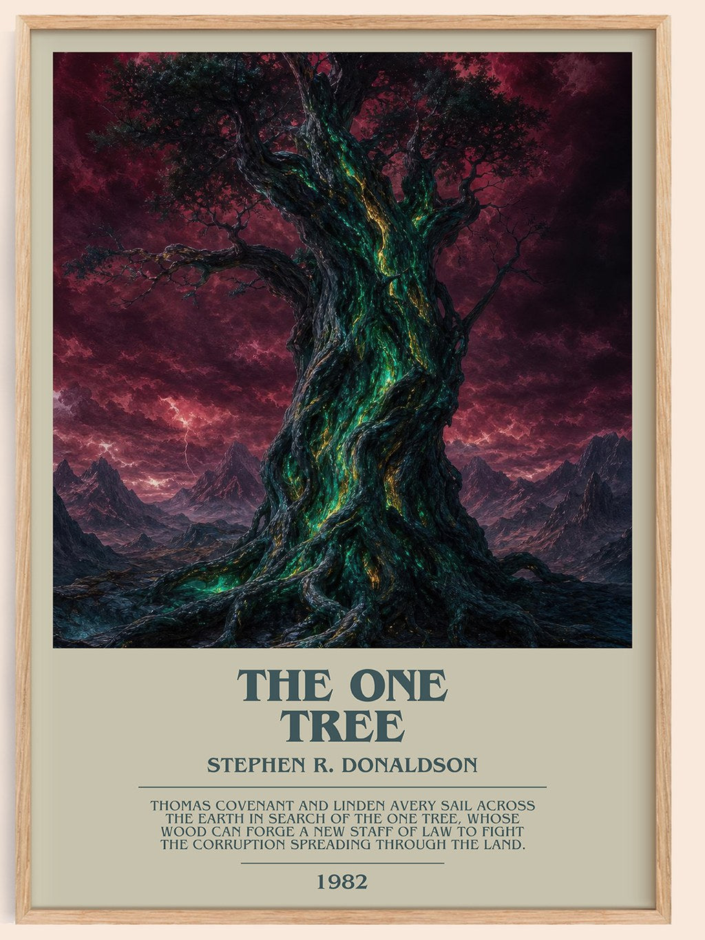 The One Tree bookish book poster by Stephen R. Donaldson – framed literary art print