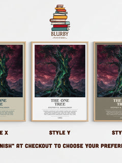 The One Tree bookish print in frame leaning in hallway – fantasy wall art