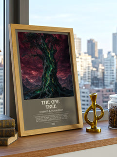 The One Tree bookish print framed by window – literary home decor