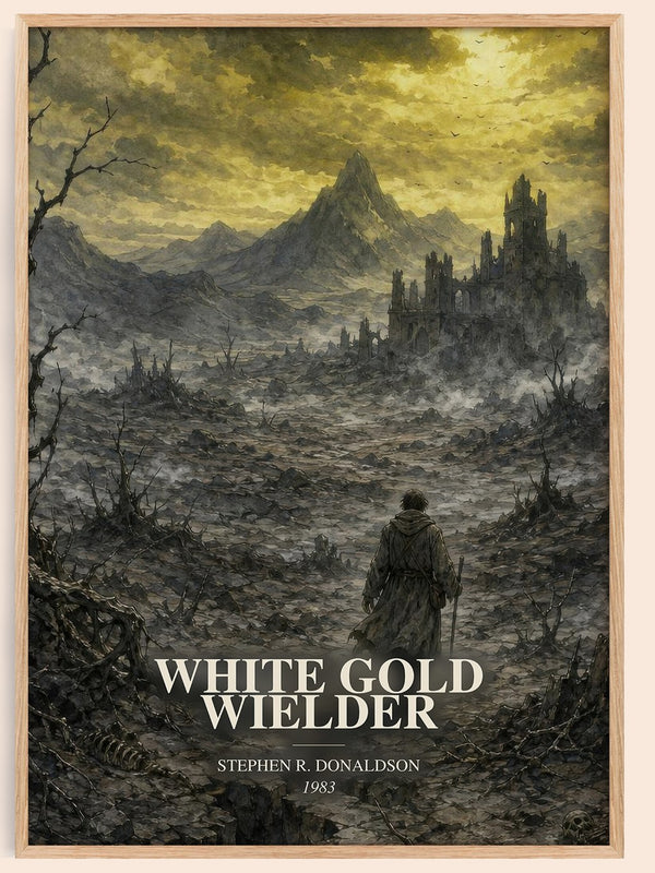 White Gold Wielder watercolour book poster by Stephen R. Donaldson – framed literary art print