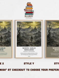 White Gold Wielder bookish print in frame leaning in hallway – fantasy wall art