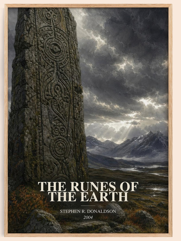 The Runes of the Earth watercolour book poster by Stephen R. Donaldson – framed literary art print