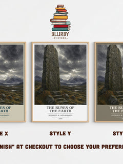 The Runes of the Earth book cover print in frame leaning in hallway – fantasy wall art