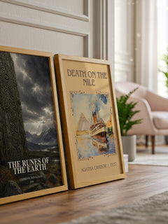 The Runes of the Earth watercolour print framed by window – literary home decor