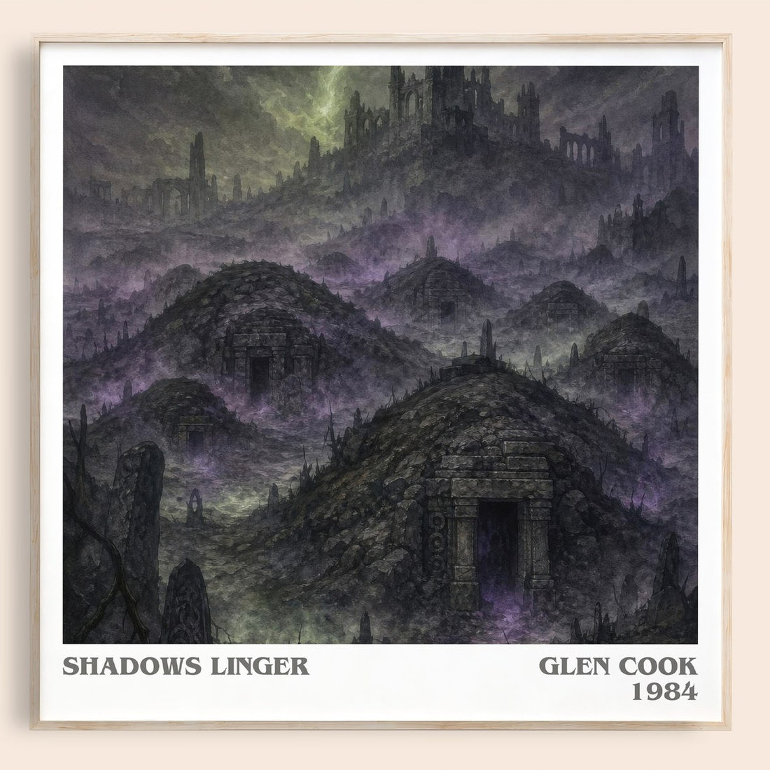 Shadows Linger literary book poster by Glen Cook – framed literary art print