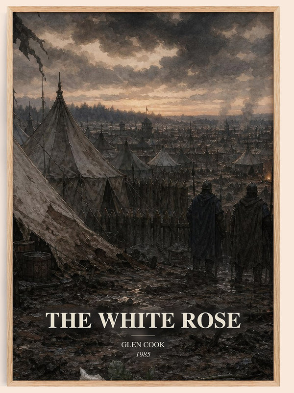The White Rose watercolour book poster by Glen Cook – framed literary art print