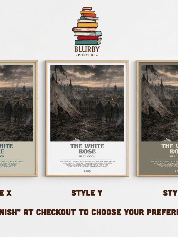 The White Rose bookish print in frame leaning in hallway – fantasy wall art