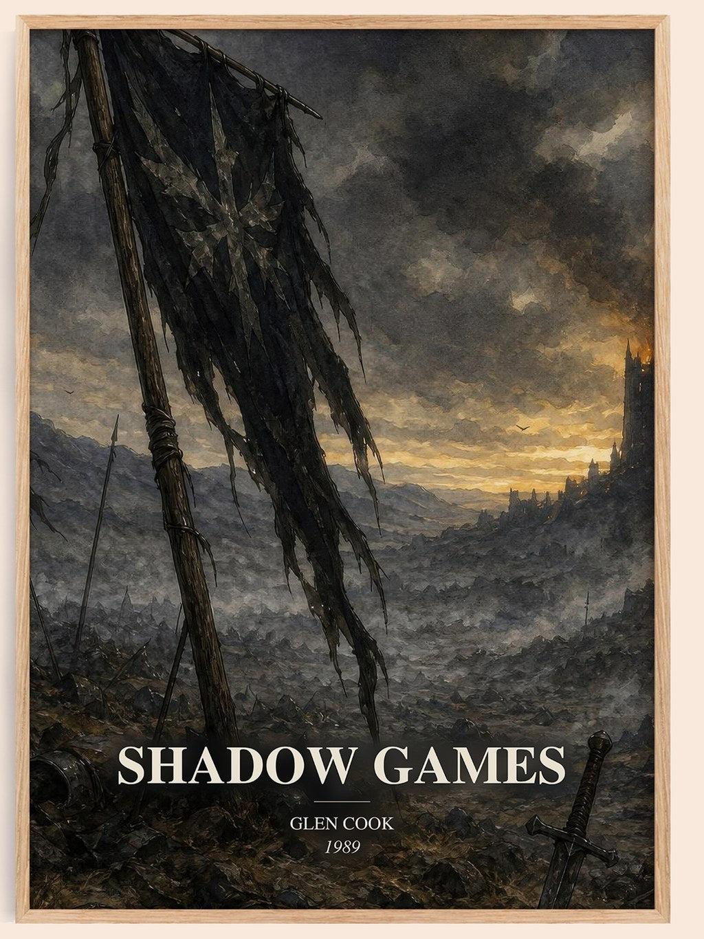 Shadow Games watercolour book poster by Glen Cook – framed literary art print