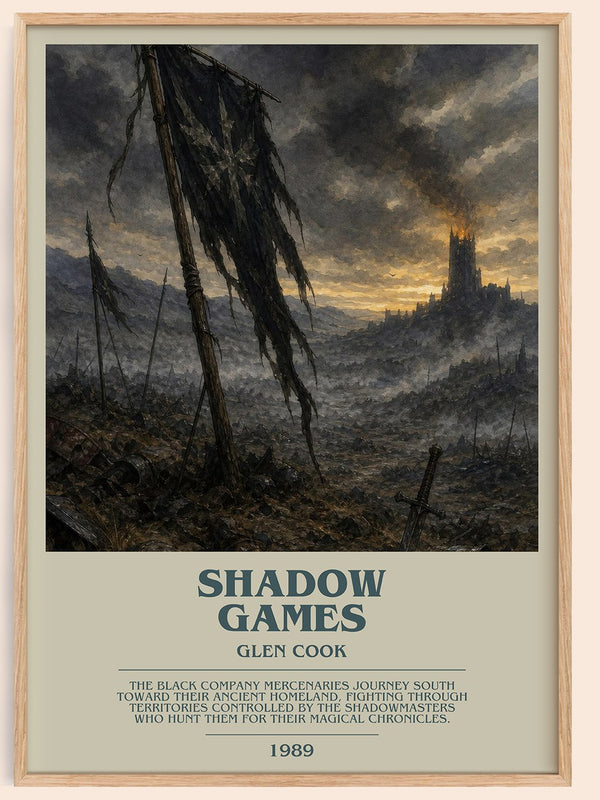 Shadow Games bookish book poster by Glen Cook – framed literary art print