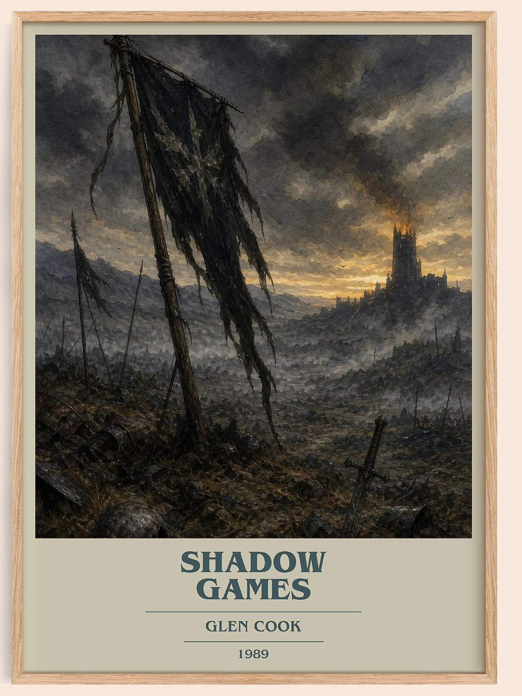 Shadow Games book cover book poster by Glen Cook – framed literary art print