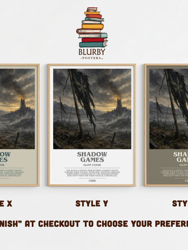 Shadow Games bookish print in frame leaning in hallway – fantasy wall art