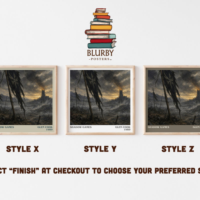 Shadow Games literary print in frame leaning in hallway – fantasy wall art