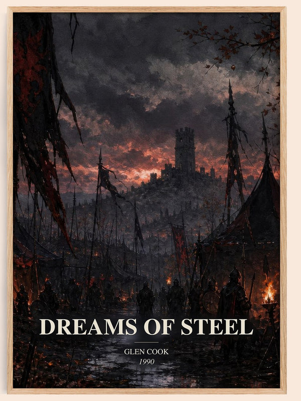 Dreams of Steel watercolour book poster by Glen Cook – framed literary art print