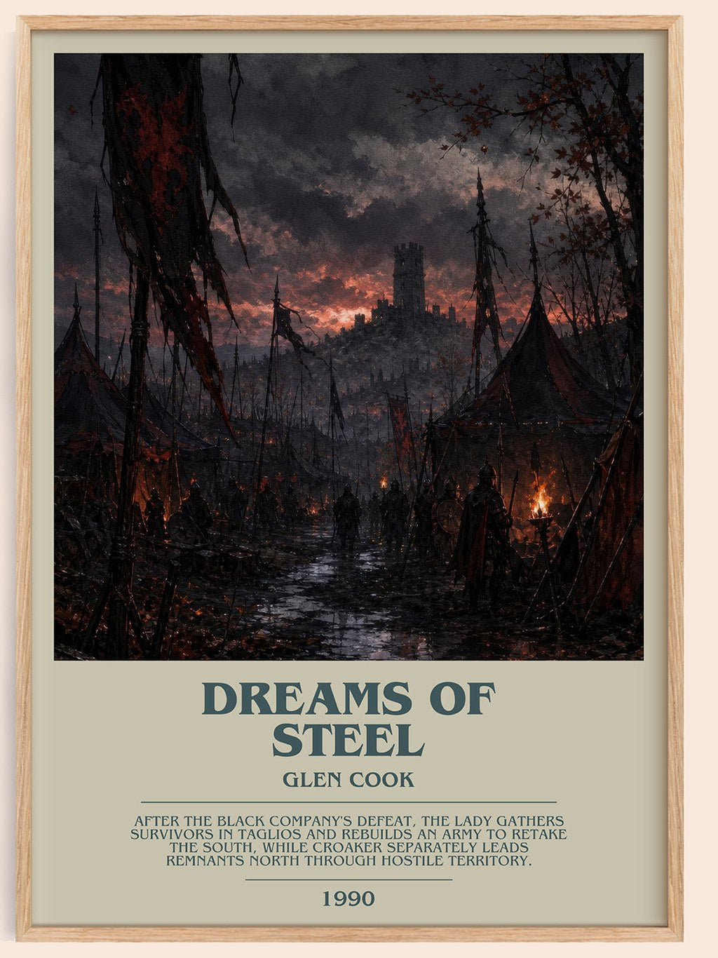 Dreams of Steel bookish book poster by Glen Cook – framed literary art print