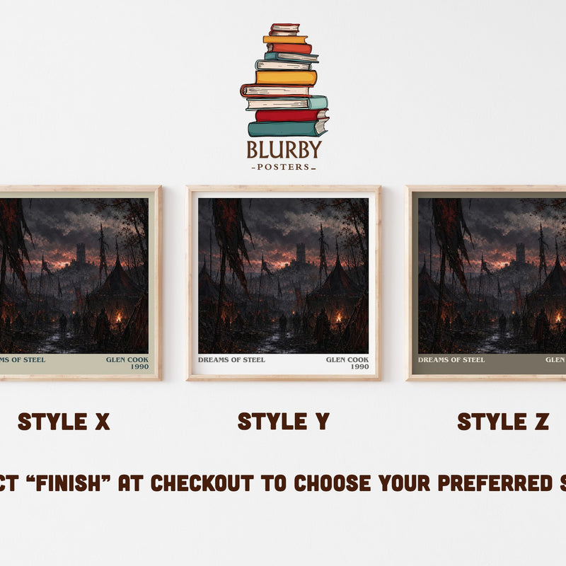 Dreams of Steel literary print in frame leaning in hallway – fantasy wall art