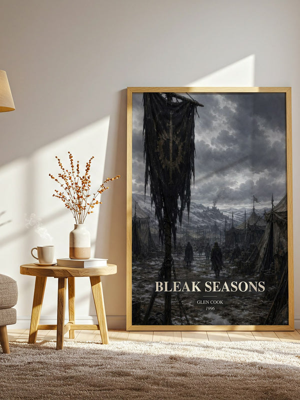 Bleak Seasons watercolour print in frame leaning in hallway – fantasy wall art
