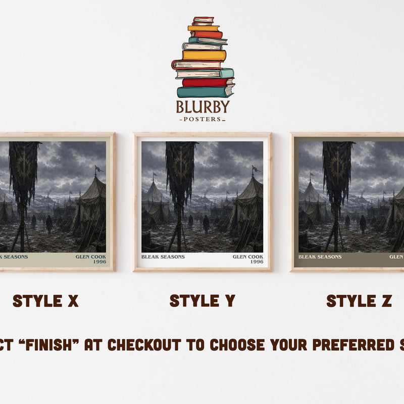 Bleak Seasons literary print in frame leaning in hallway – fantasy wall art