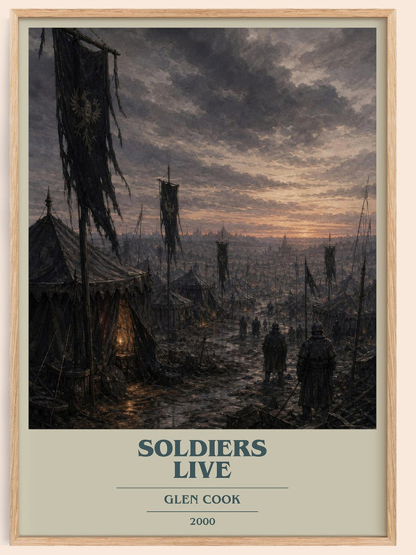 Soldiers Live book cover book poster by Glen Cook – framed literary art print