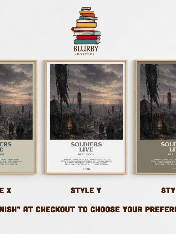 Soldiers Live bookish print in frame leaning in hallway – fantasy wall art