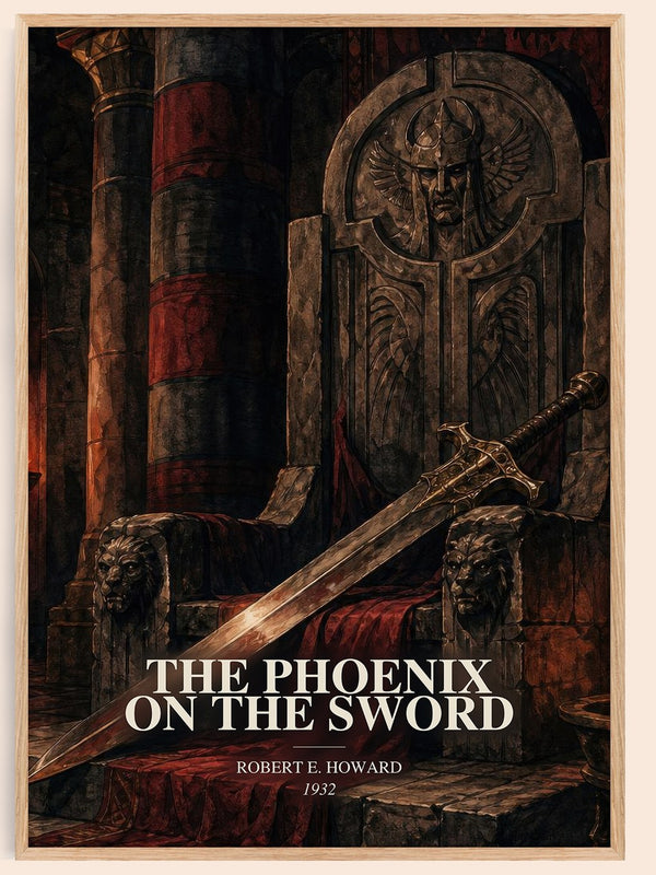 The Phoenix on the Sword watercolour book poster by Robert E. Howard – framed literary art print