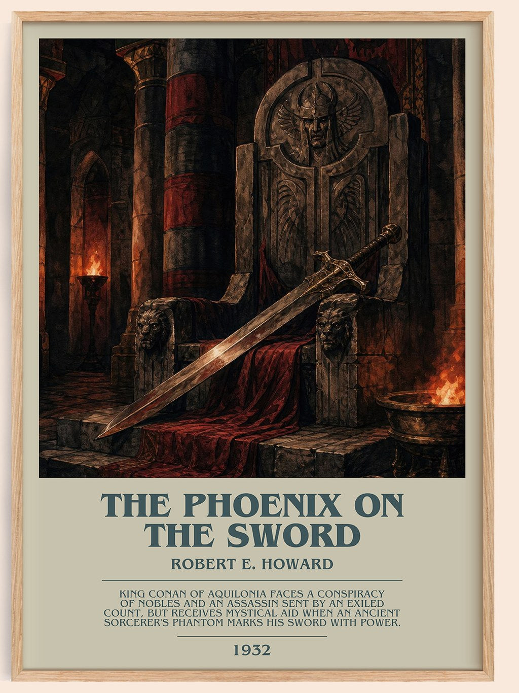 The Phoenix on the Sword bookish book poster by Robert E. Howard – framed literary art print