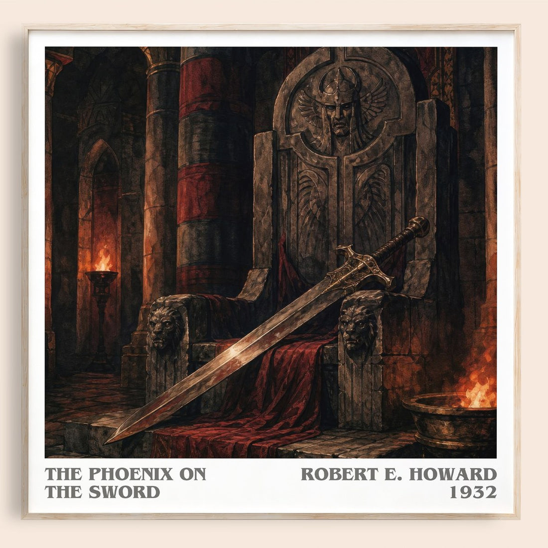The Phoenix on the Sword literary book poster by Robert E. Howard – framed literary art print