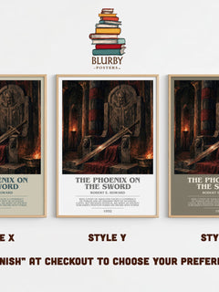 The Phoenix on the Sword bookish print in frame leaning in hallway – fantasy wall art