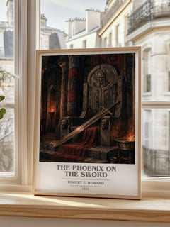 The Phoenix on the Sword book cover poster colour and style options – Robert E. Howard book art