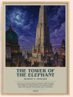 The Tower of the Elephant bookish book poster by Robert E. Howard – framed literary art print