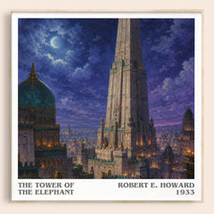 The Tower of the Elephant literary book poster by Robert E. Howard – framed literary art print