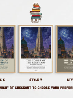 The Tower of the Elephant bookish print in frame leaning in hallway – fantasy wall art