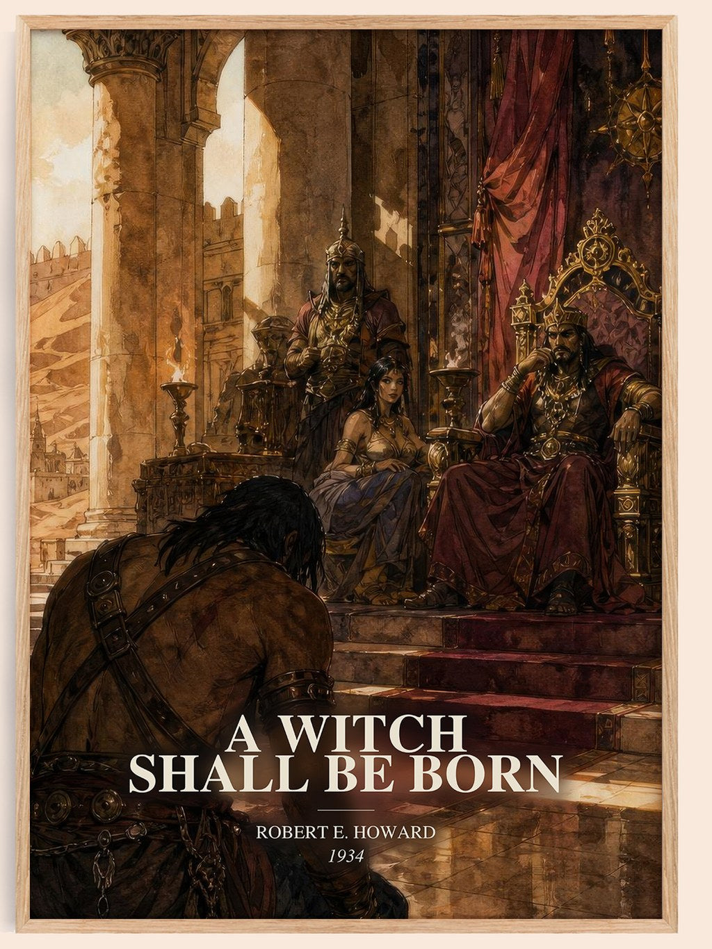 A Witch Shall Be Born watercolour book poster by Robert E. Howard – framed literary art print