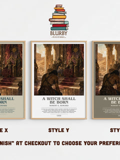 A Witch Shall Be Born bookish print in frame leaning in hallway – fantasy wall art
