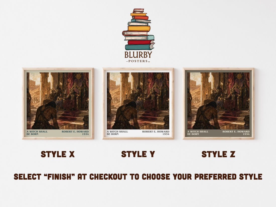 A Witch Shall Be Born literary print in frame leaning in hallway – fantasy wall art (mockup)