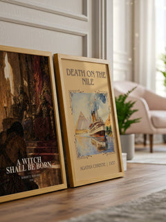 A Witch Shall Be Born watercolour print framed by window – literary home decor