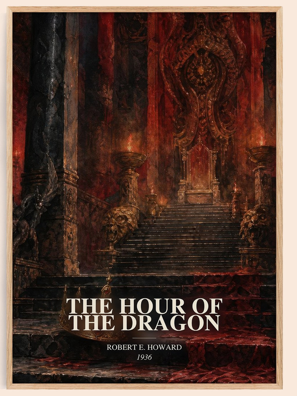 The Hour of the Dragon watercolour book poster by Robert E. Howard – framed literary art print
