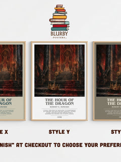 The Hour of the Dragon bookish print in frame leaning in hallway – fantasy wall art