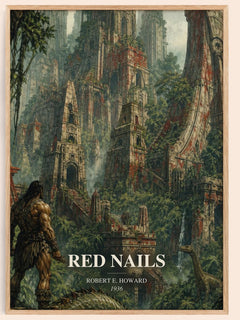 Red Nails watercolour book poster by Robert E. Howard – framed literary art print