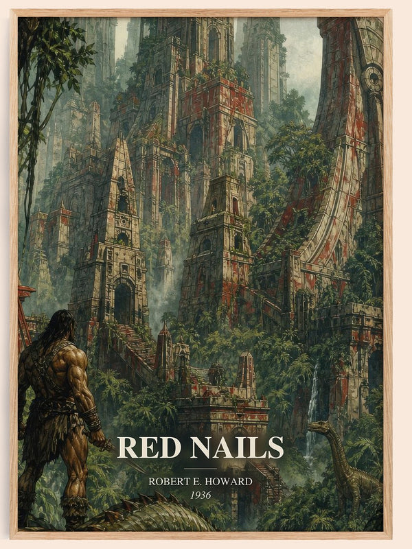 Red Nails watercolour book poster by Robert E. Howard – framed literary art print
