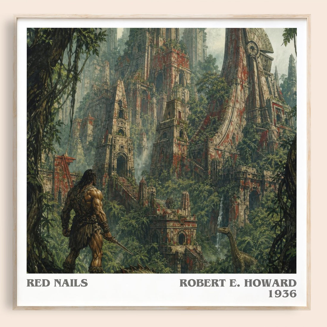 Red Nails literary book poster by Robert E. Howard – framed literary art print