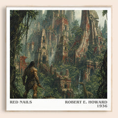 Red Nails literary book poster by Robert E. Howard – framed literary art print